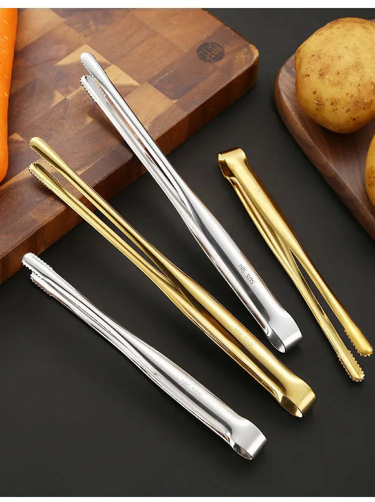 Food Tongs Portable Barbecue Stainless Steel Kitchen Steak Salad Clamp Serving Buffet Clip Cooking BBQ Tweezer Gadgets for Home