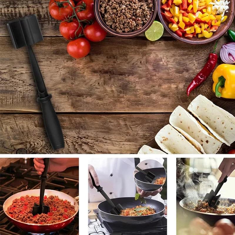 Kitchen Meat Chopper Ground Beef Masher Mixing, Grinding and Pounding Spatula Meat Scraper for Mincing Meat