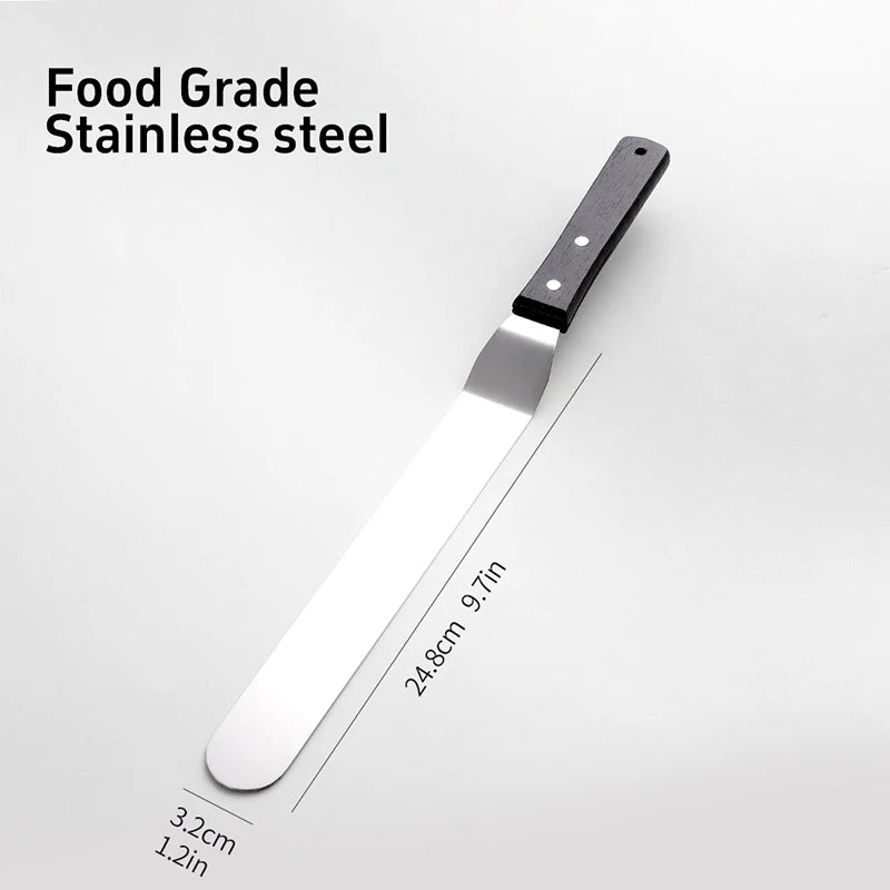 4/6/8/10In Smoother Spatula Cake Knife Stainless Steel With Wood Handle Butter Cream Icing Frosting Kitchen Knife DIY Cake Tools