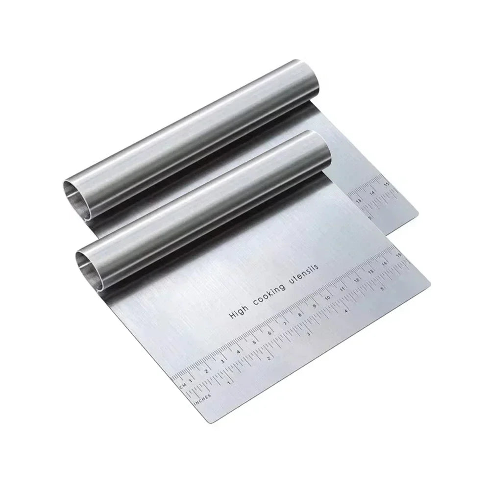 1pc Multipurpose Cake Bread Separator Scale Knife Stainless Steel Dough Pastry Scraper Pizza Cutter Chopper with Measuring Scale
