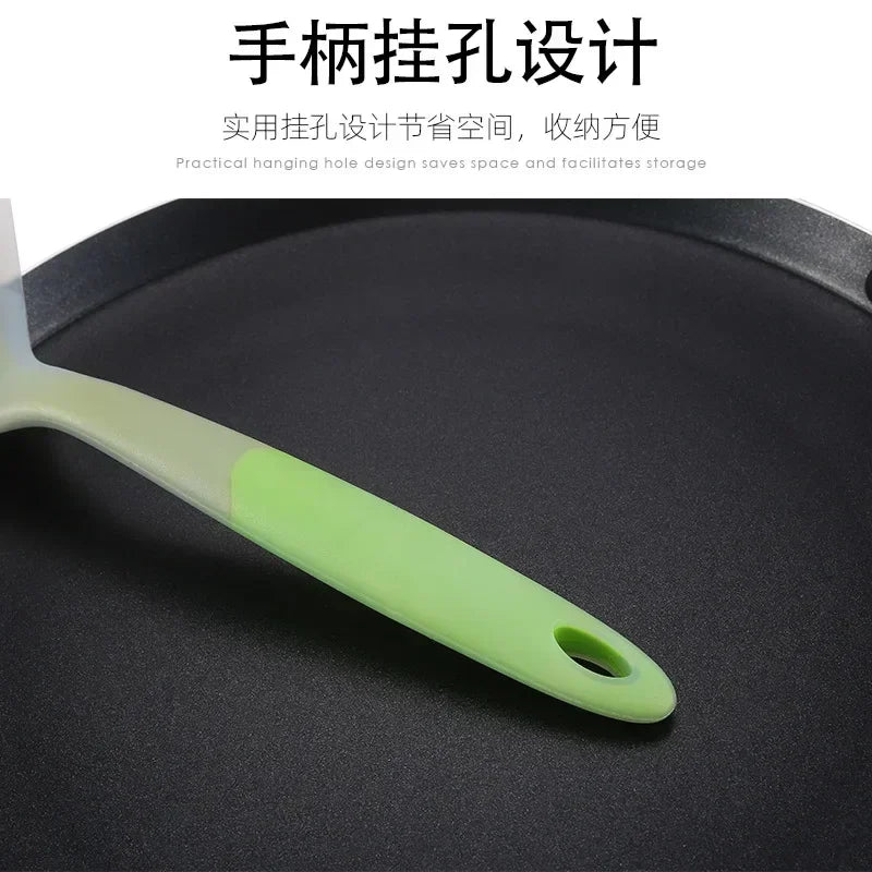 Transparent Two-color Silicone Wide Mouth Frying Spatula Translucent Jade Cooking Spatula Kitchen Utensils Silicone Spatula