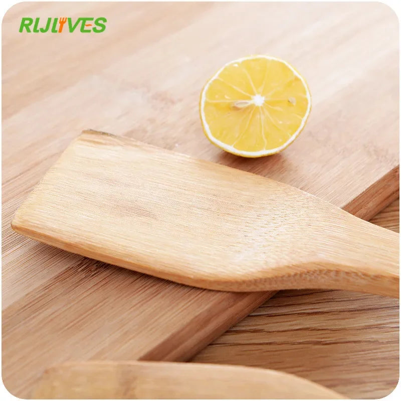 1Pc Natural Health Bamboo Wood Kitchen Slotted Spatula Spoon Mixing Holder Cooking Utensils Dinner Food Wok Shovels Turners