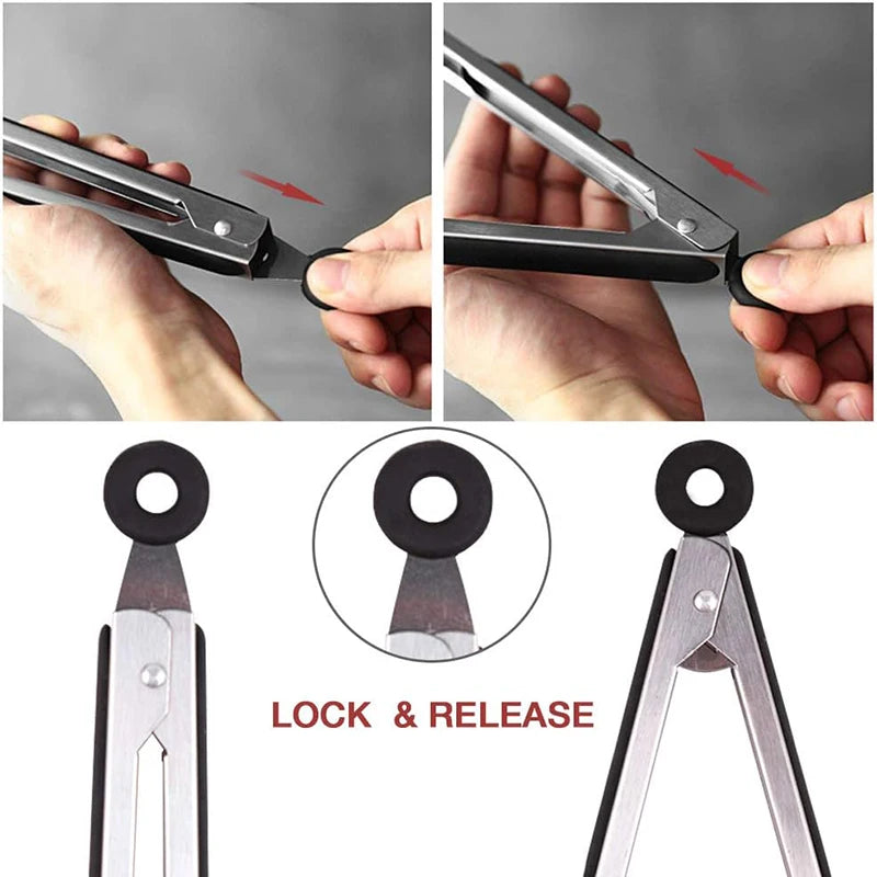 Kitchen Cooking Tongs Silicone BBQ Grilling Tong 9 Inch Salad Food Tongs Heat Resistant BBQ Tong Bread Serving Tong Kitchen Tool