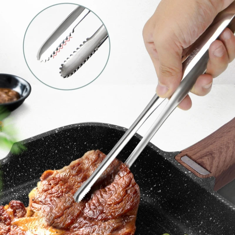 Food Tongs Portable Barbecue Stainless Steel Kitchen Steak Salad Clamp Serving Buffet Clip Cooking BBQ Tweezer Gadgets for Home