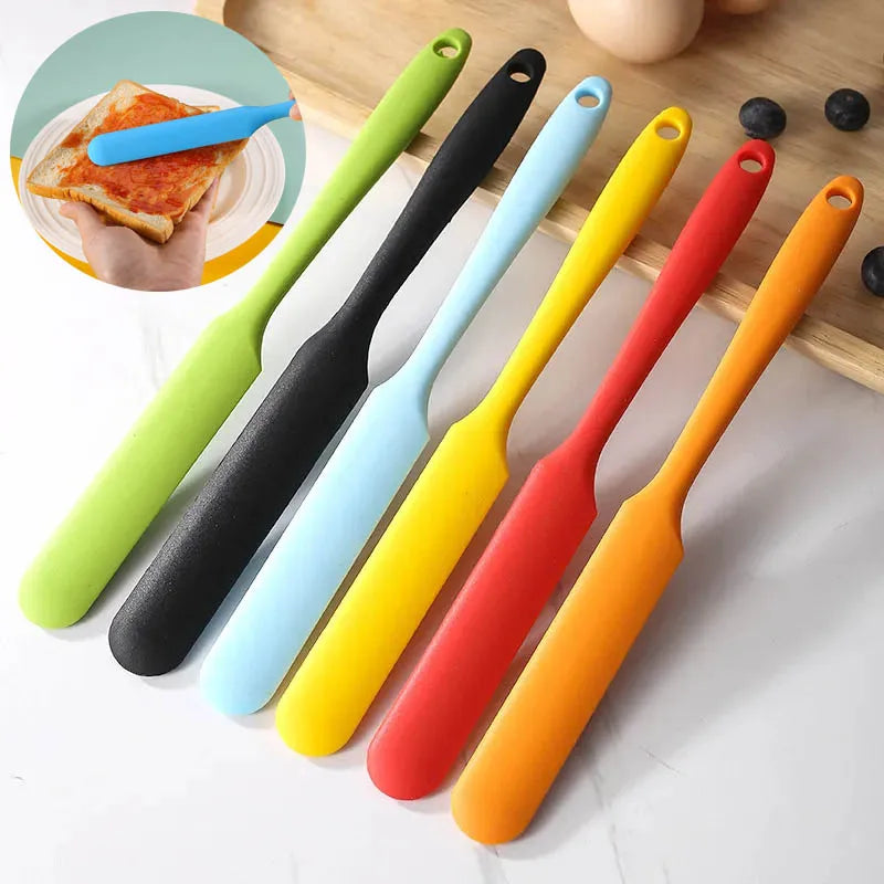 Silicone Cake Cream Scraper Spatulas Heat Resistant Peanut Butter Spatulas Mixing Batter Scraper Nonstick Bread Rubber Knife