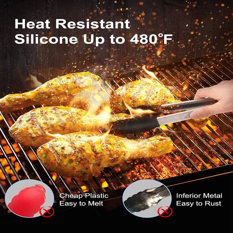 Kitchen Cooking Tongs Silicone BBQ Grilling Tong 9 Inch Salad Food Tongs Heat Resistant BBQ Tong Bread Serving Tong Kitchen Tool
