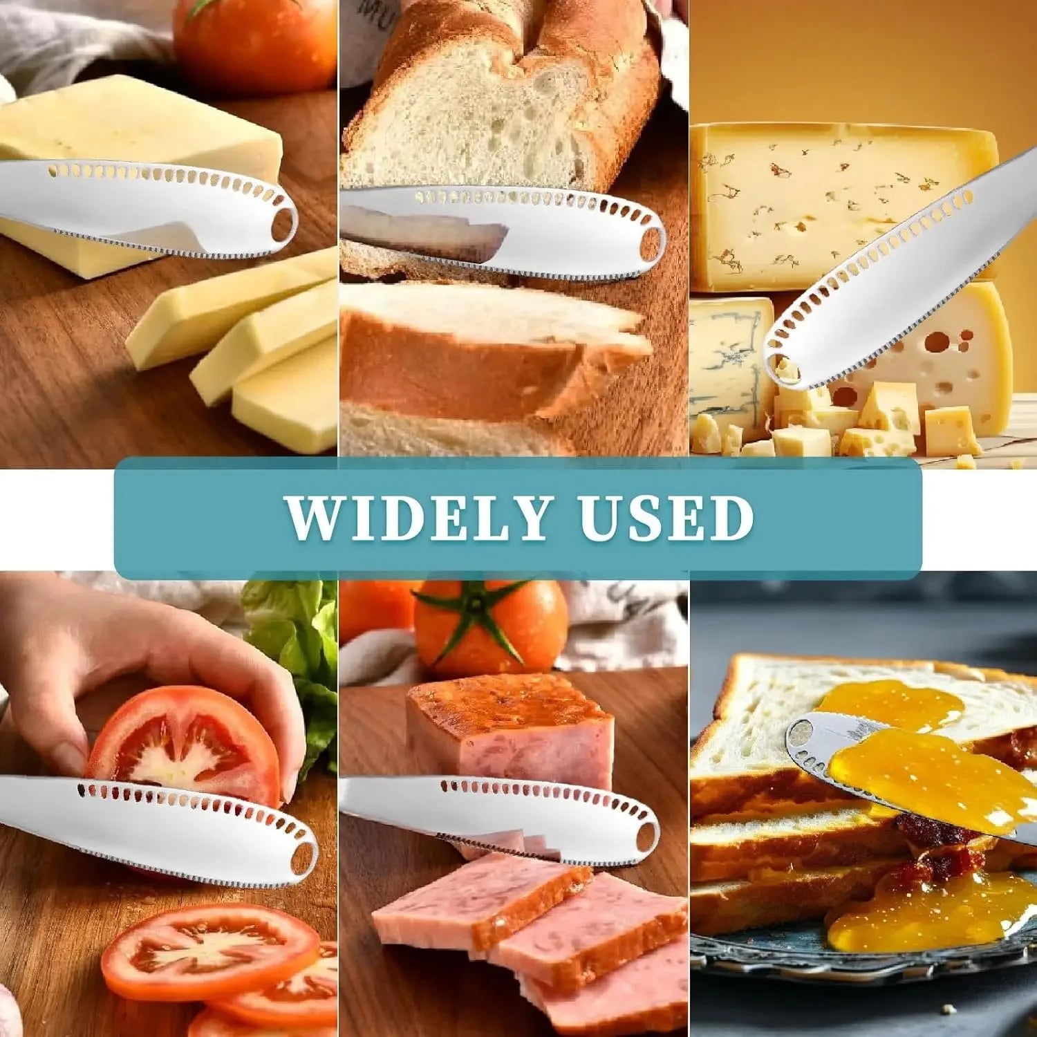 2 Pcs Butter Knife with Holes, 3 in 1 Stainless Steel Spreader Knife, Cold Butter Spreader for Cheese,Peanut