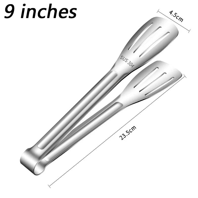7/9/12inch Kitchen Tongs 304 Stainless Steel Grill Tongs for Cooking BBQ Non-Slip Salad Tongs Clips Tong Kitchen Accessories