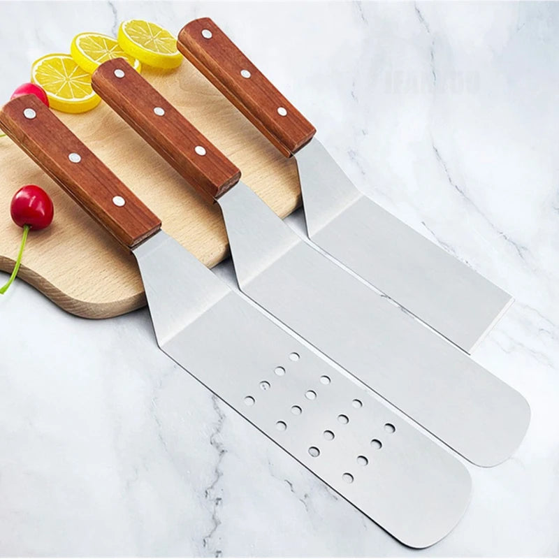 Stainless Steel Spatula and Grill Scraper Non Stick Durable Barbecue Cooking Tools Pizza Shovel Pancake Beef BBQ Utensils
