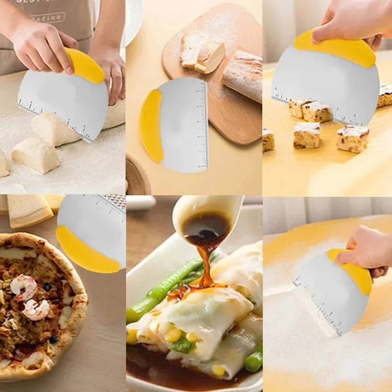 Stainless Steel with Scale Bread Pizza Dough Cutter Pastry Scraper Dough Knife Household Kitchen Cake Baking Scraper Baking Tool