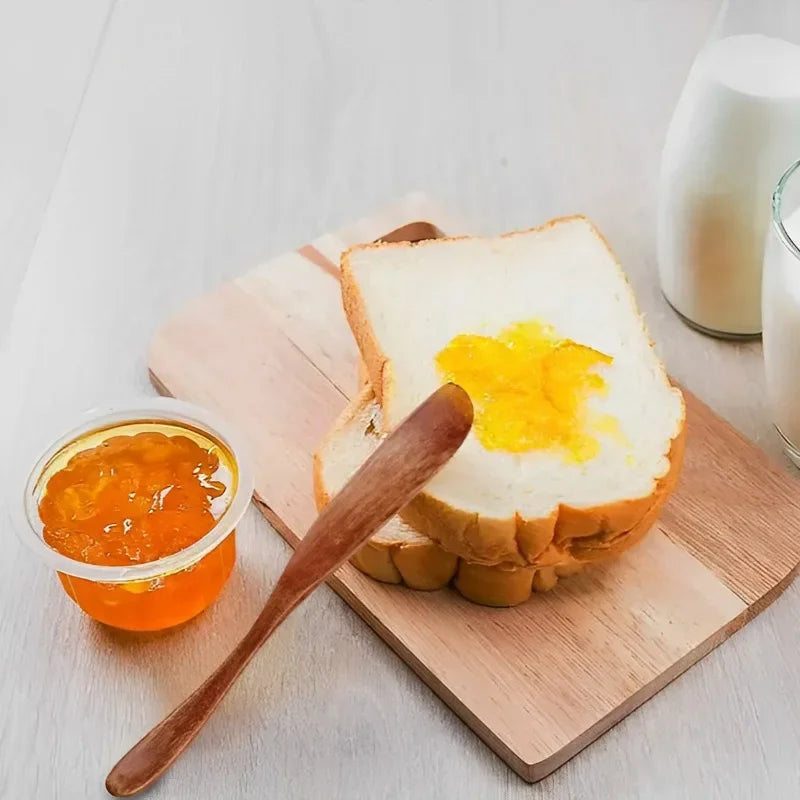 1-10PCS Wooden Butter Spatula Simple Thick Handle Jam Knife Breakfast Toast Jam Spreader Household Kitchen Cooking Accessories