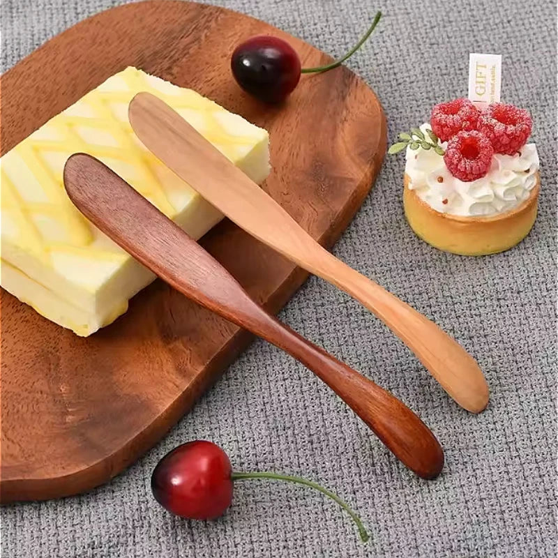 1Pc Butter Wooden Knife Kitchen Cheese Spatula Breakfast Bread Marmalade Tableware Retro Classic Cooking Flatware Accessories