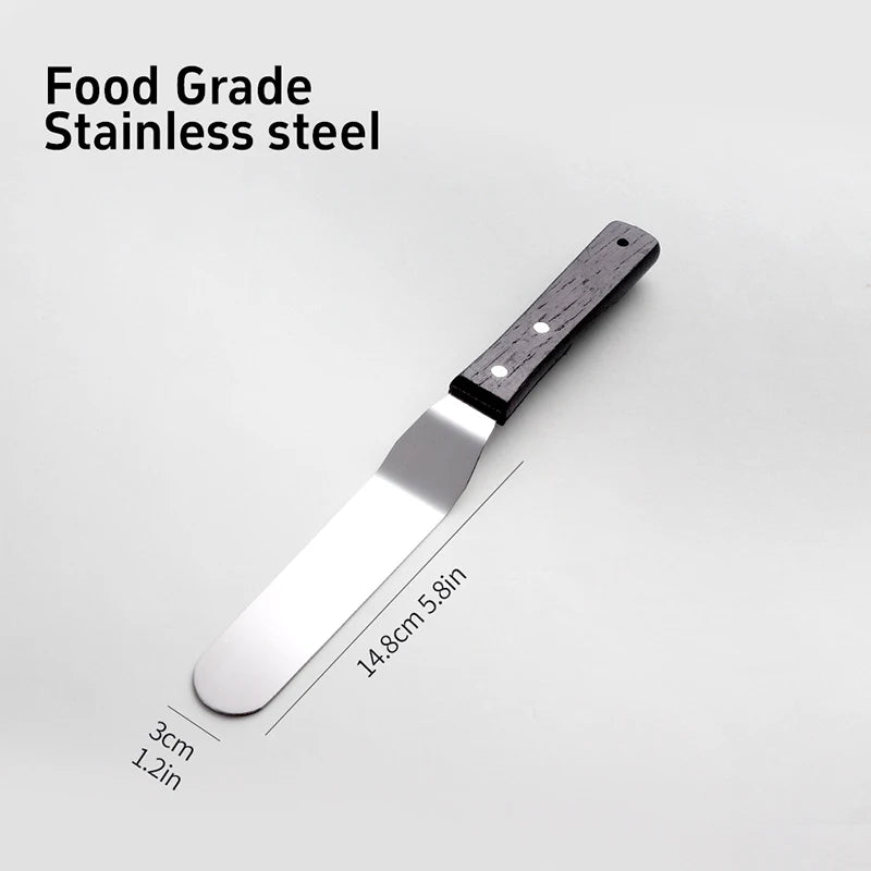 4/6/8/10In Smoother Spatula Cake Knife Stainless Steel With Wood Handle Butter Cream Icing Frosting Kitchen Knife DIY Cake Tools