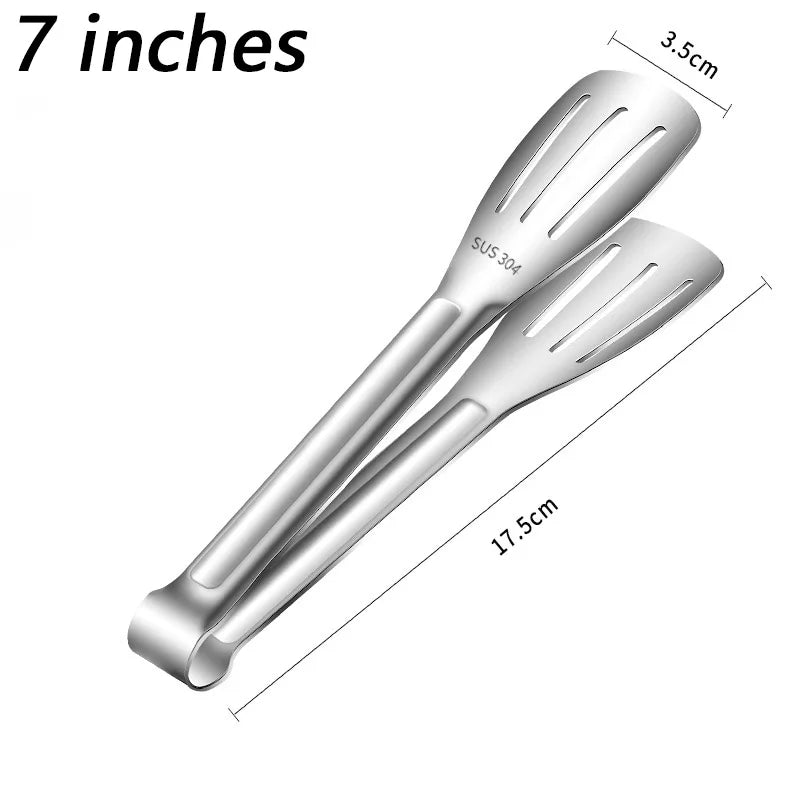 7/9/12inch Kitchen Tongs 304 Stainless Steel Grill Tongs for Cooking BBQ Non-Slip Salad Tongs Clips Tong Kitchen Accessories