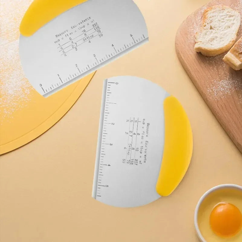 Stainless Steel with Scale Bread Pizza Dough Cutter Pastry Scraper Dough Knife Household Kitchen Cake Baking Scraper Baking Tool