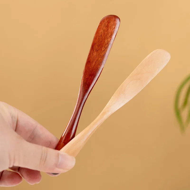 1-10PCS Wooden Butter Spatula Simple Thick Handle Jam Knife Breakfast Toast Jam Spreader Household Kitchen Cooking Accessories