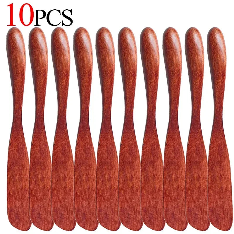 1-10PCS Wooden Butter Spatula Simple Thick Handle Jam Knife Breakfast Toast Jam Spreader Household Kitchen Cooking Accessories