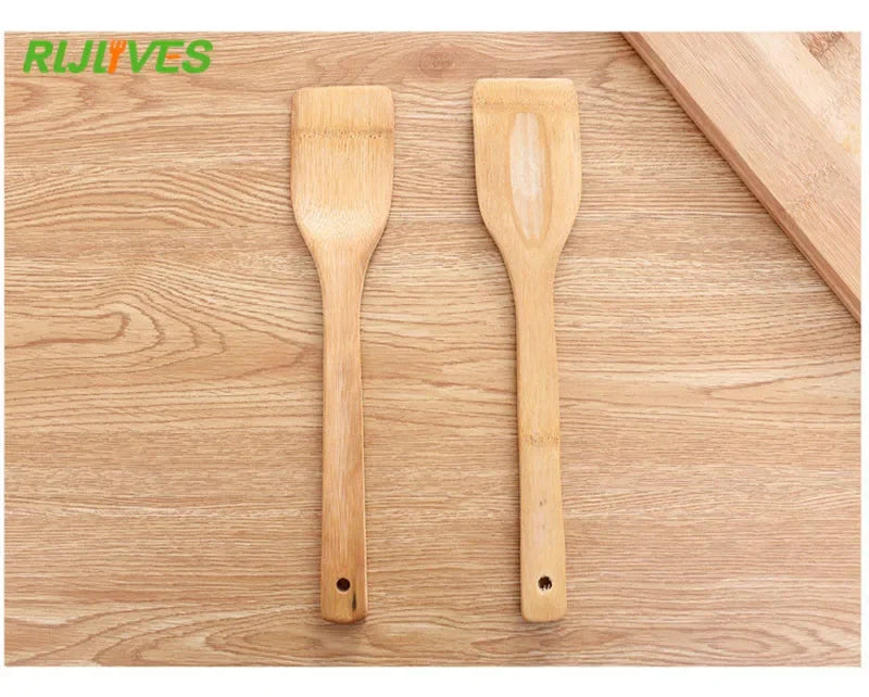 1Pc Natural Health Bamboo Wood Kitchen Slotted Spatula Spoon Mixing Holder Cooking Utensils Dinner Food Wok Shovels Turners