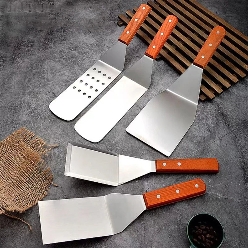 Stainless Steel Spatula and Grill Scraper Non Stick Durable Barbecue Cooking Tools Pizza Shovel Pancake Beef BBQ Utensils