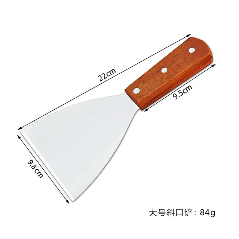 Stainless Steel Spatula and Grill Scraper Non Stick Durable Barbecue Cooking Tools Pizza Shovel Pancake Beef BBQ Utensils