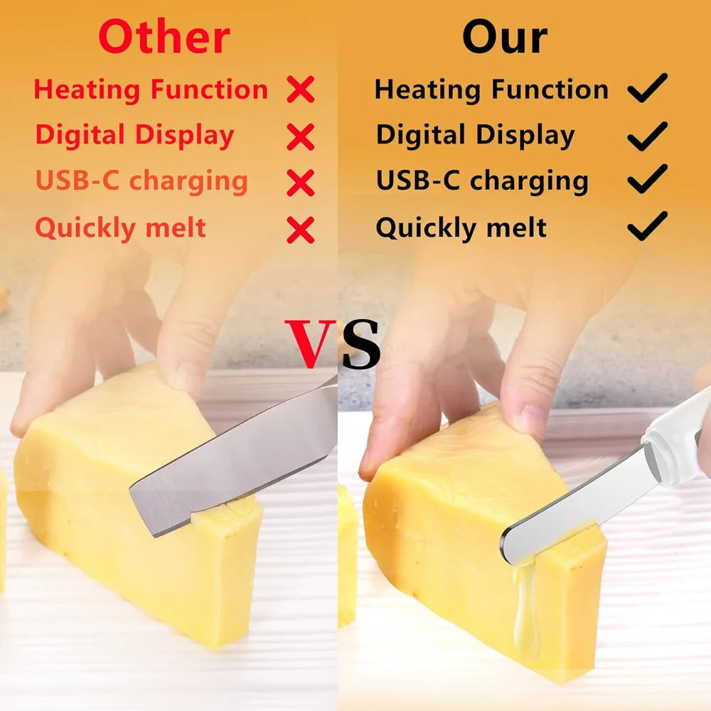 Stainless Steel Heated Butter Knife USB Rechargeable Electric Butter Spreader For Cold Butter Cheese Jam Toast Kitchen Tool