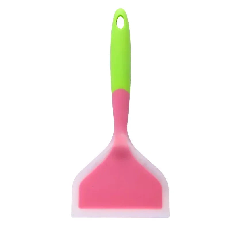Transparent Two-color Silicone Wide Mouth Frying Spatula Translucent Jade Cooking Spatula Kitchen Utensils Silicone Spatula