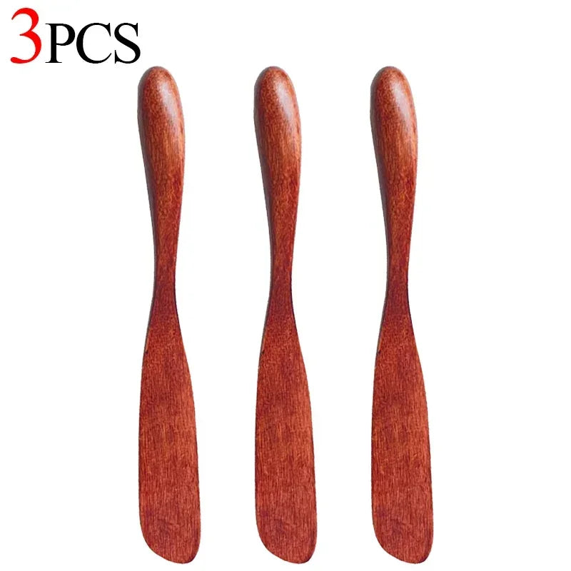 1-10PCS Wooden Butter Spatula Simple Thick Handle Jam Knife Breakfast Toast Jam Spreader Household Kitchen Cooking Accessories