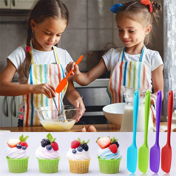 LMETJMA 28cm Silicone Spatulas Heat Resistant Spoon Spatula Non-Stick Spoonula Flexible Scrapers Baking Mixing Tool JT20