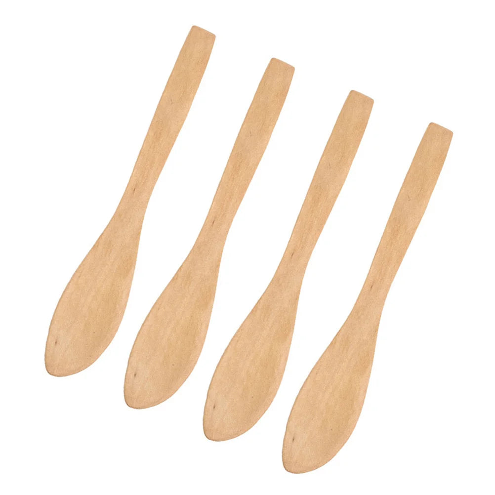 4Pcs Japanese Style Lotus Wood Bread Knives Natural Practical Butter Kitchen Tool 15.5x2.7cm Bread Knife