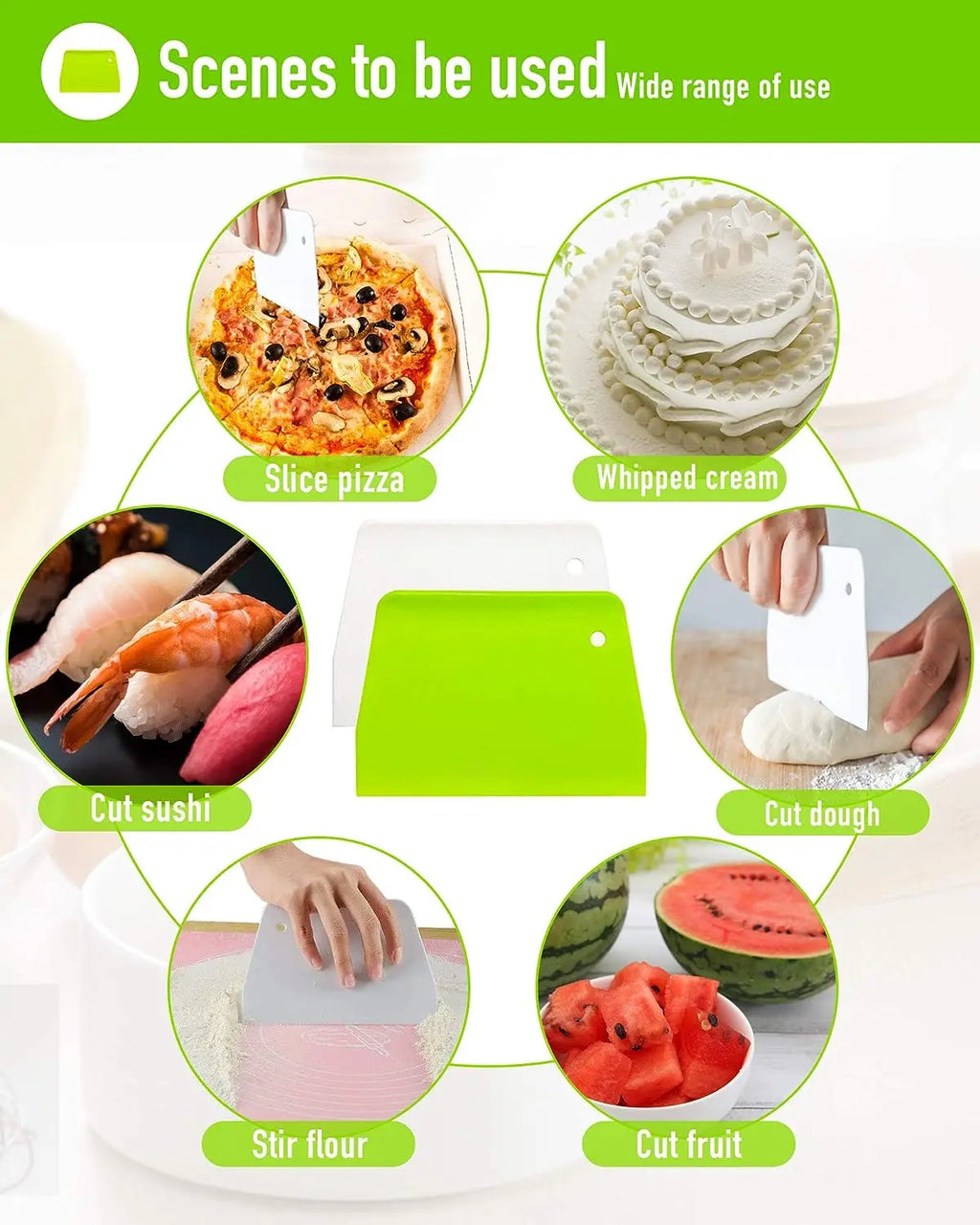 Multipurpose Dough Cutter Bowl Scraper for Bread Dough Fondant Cake Cream Spatula DIY Pastry Cutters Scrapers Kitchen Baking Kit