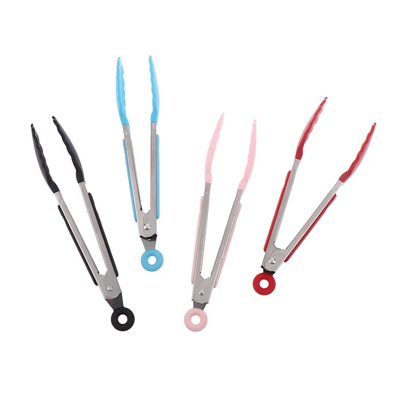 1Pc 7inch Stainless Steel Food Clip BBQ Grill Steak Food Clip Non-slip Handle Bread Tong Party Kitchen Cooking Accessories