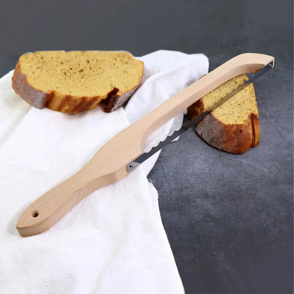 Wooden Bread Bow Cutter Homemade sourdough bread bow knife Stainless Steel Cutting Tool Kitchen Bakery Supplies