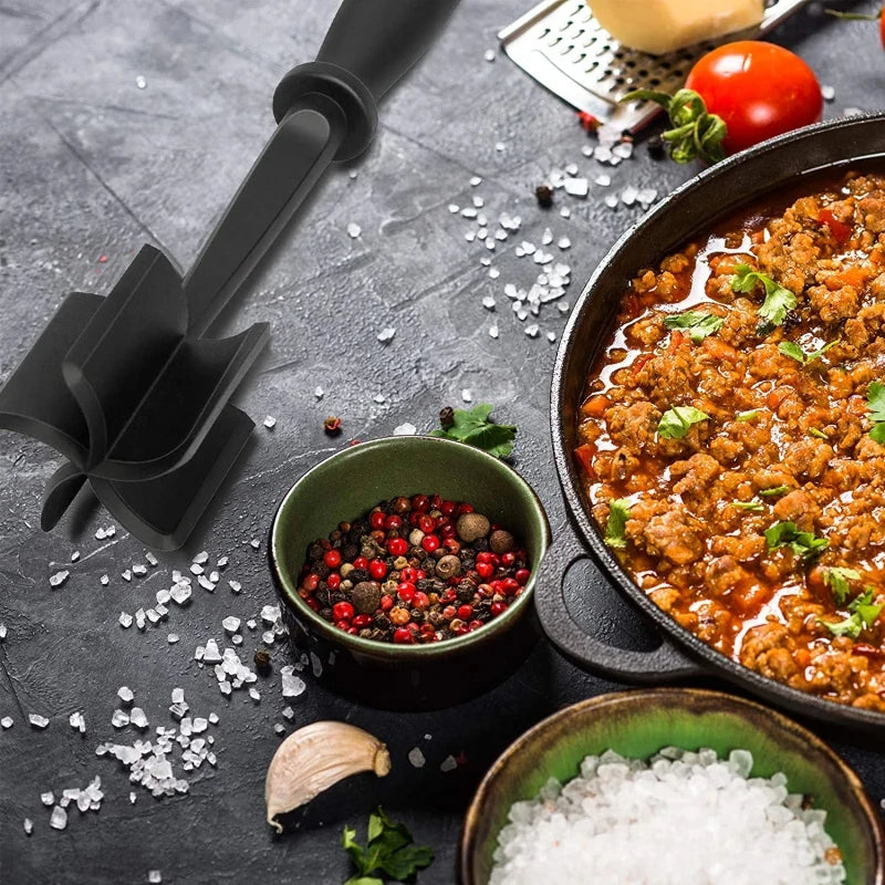 Kitchen Meat Chopper Ground Beef Masher Mixing, Grinding and Pounding Spatula Meat Scraper for Mincing Meat