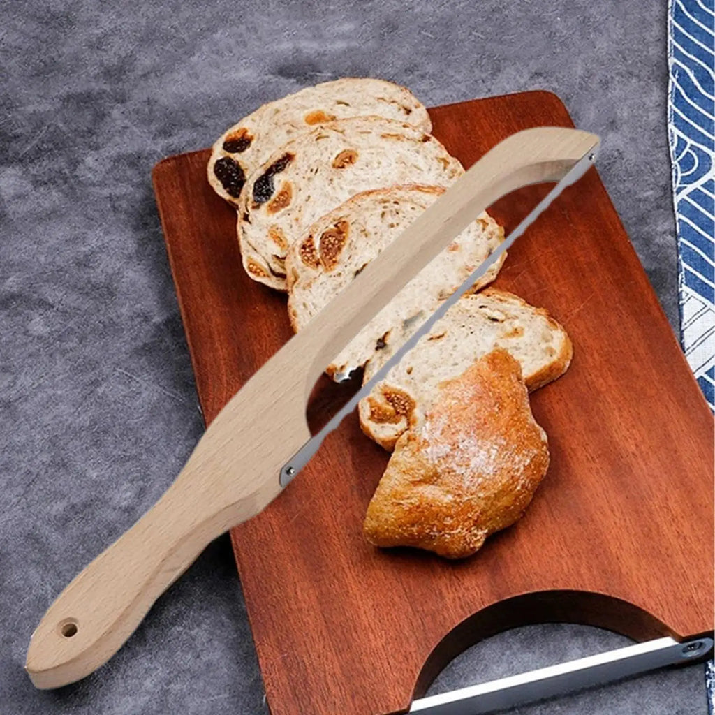 Wooden Bread Bow Cutter Homemade sourdough bread bow knife Stainless Steel Cutting Tool Kitchen Bakery Supplies