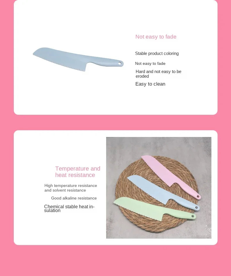 Children's safety plastic fruit cutter cake knife plastic kitchen knife baking tool bread knife