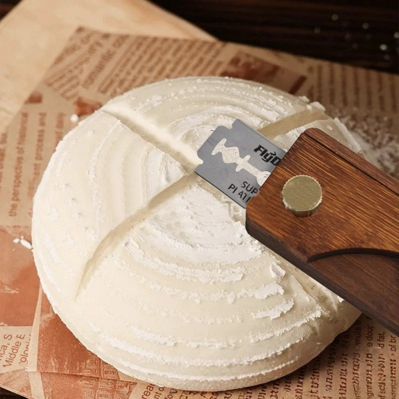 Wood Bread Knife Dough Scoring Tool with Blades Portable Baguette Slicing Knife Baking Toast Bread Slicer Bakery Accessories