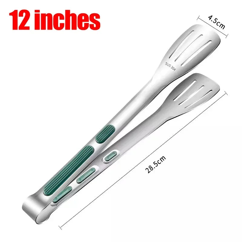 Stainless Steel Food Tongs Household Kitchen Thickened Heat-resistant Steak Tongs Food Buffet Barbecue Roasted Meat Bread Clips