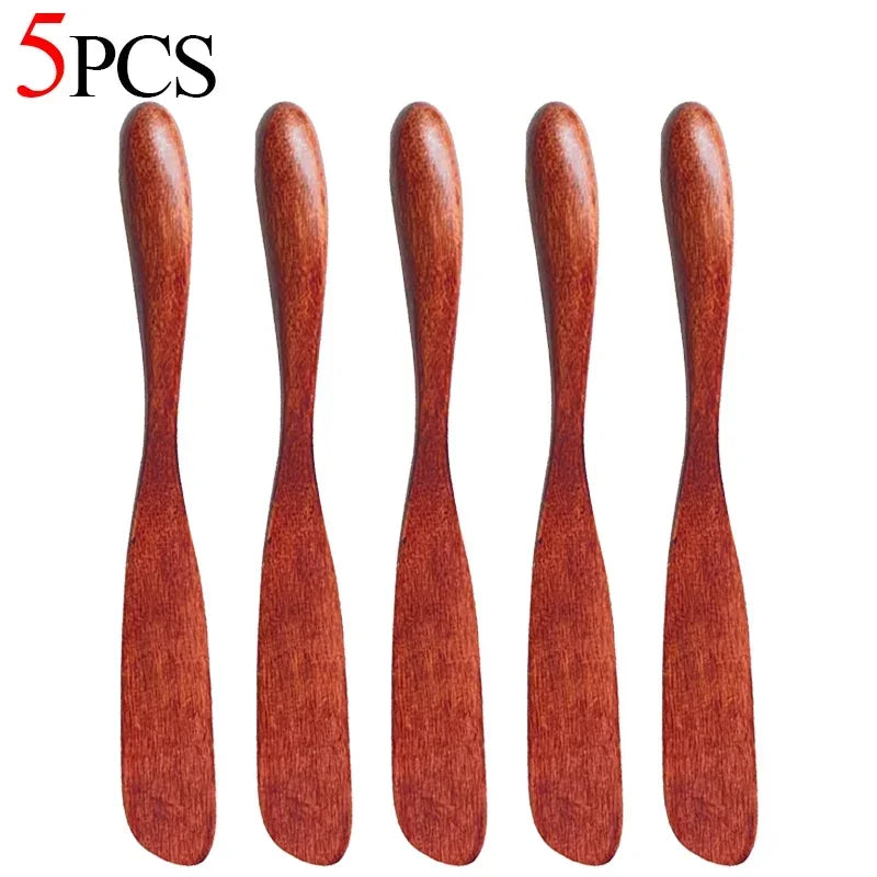 1-10PCS Wooden Butter Spatula Simple Thick Handle Jam Knife Breakfast Toast Jam Spreader Household Kitchen Cooking Accessories
