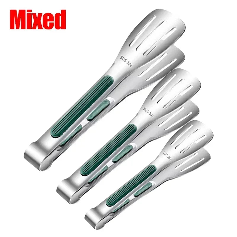 Stainless Steel Food Tongs Household Kitchen Thickened Heat-resistant Steak Tongs Food Buffet Barbecue Roasted Meat Bread Clips