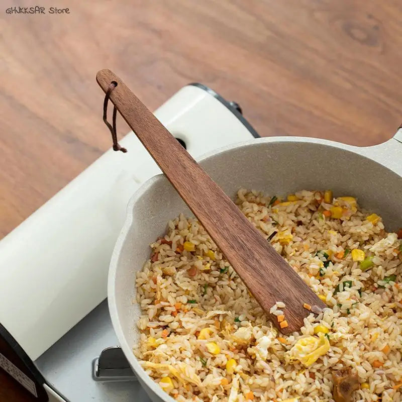 Teak Wood Tableware Spatulas Kitchen Gadgets Triangular Cooking Spatula Portable Outdoor Camping Utensils Scraper