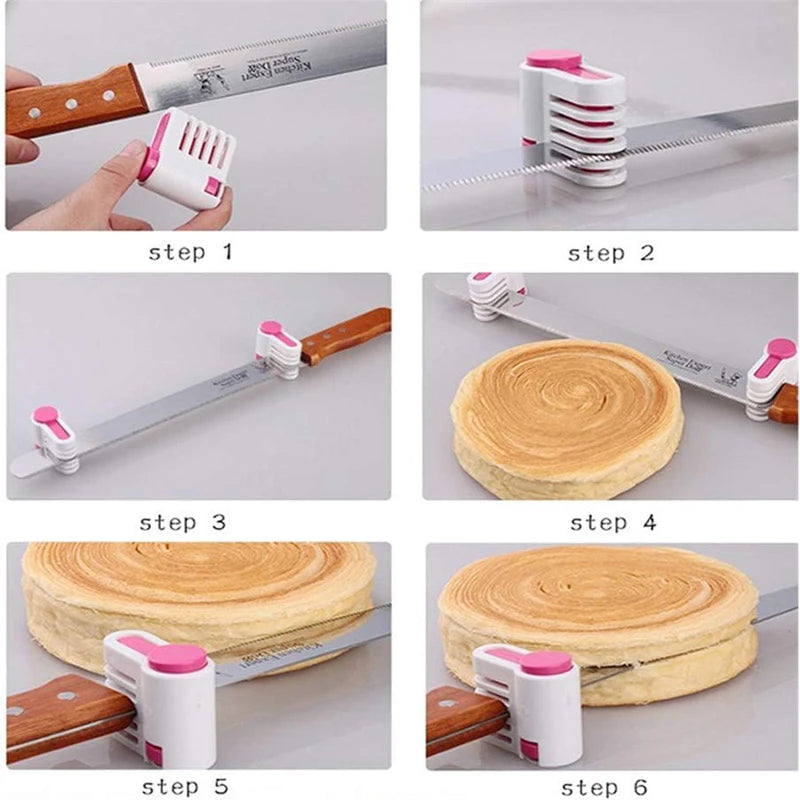 2Pcs Cake Slicer Set Adjustable 5 Layers Bread Cutter Slicer Bread Knife Splitter Toast Slicer Cake Divider Kitchen Baking Tools