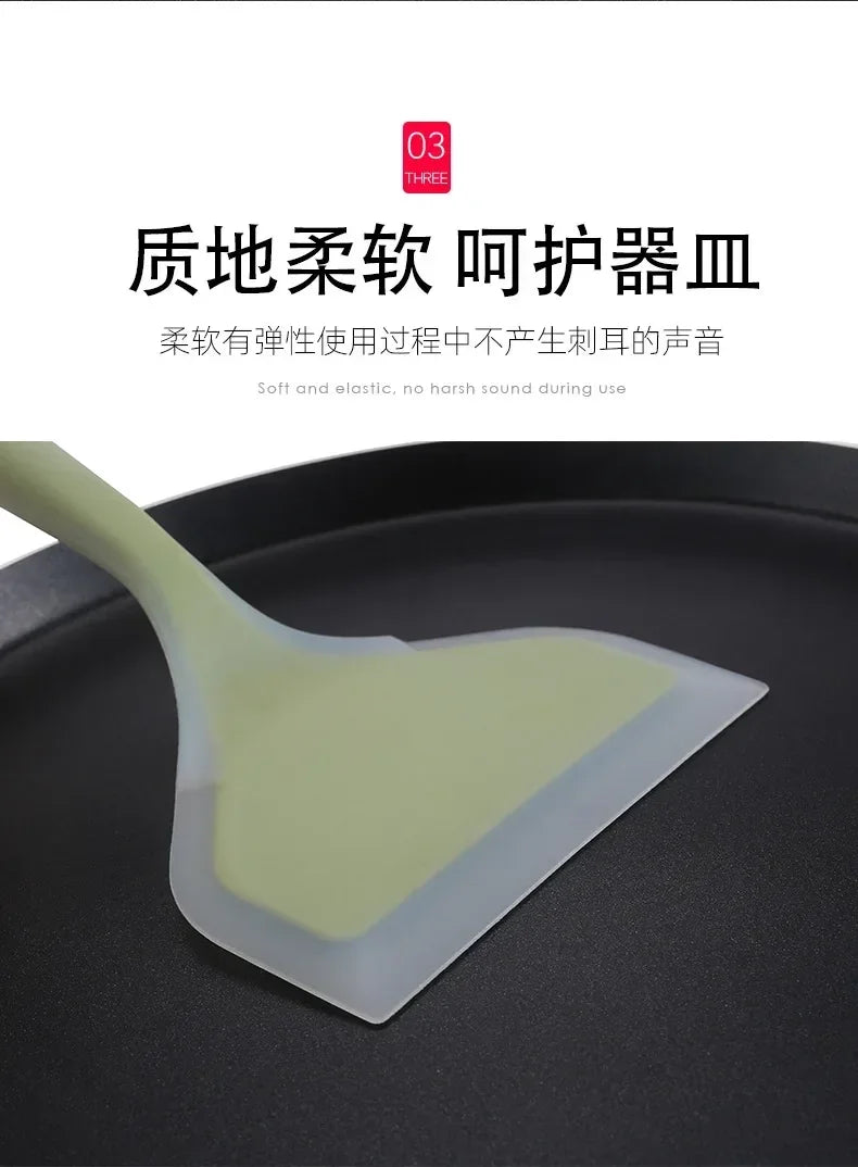 Transparent Two-color Silicone Wide Mouth Frying Spatula Translucent Jade Cooking Spatula Kitchen Utensils Silicone Spatula