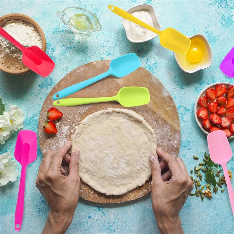 LMETJMA 28cm Silicone Spatulas Heat Resistant Spoon Spatula Non-Stick Spoonula Flexible Scrapers Baking Mixing Tool JT20