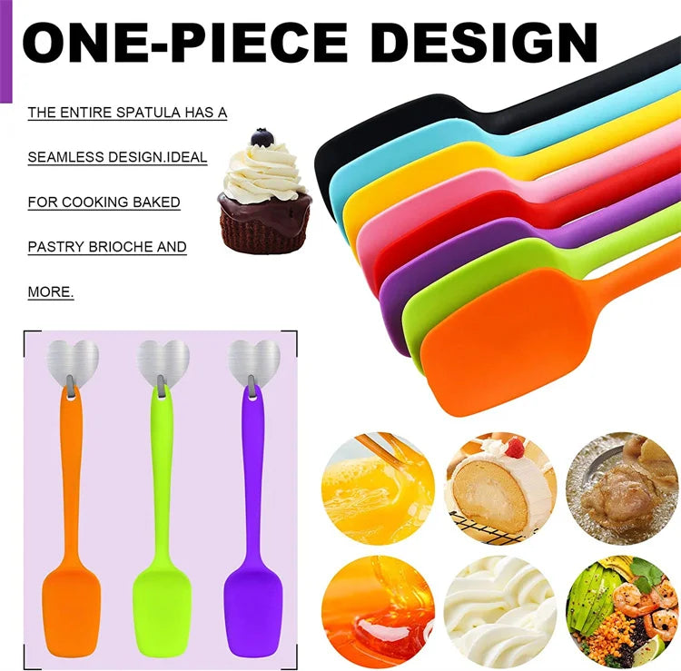 LMETJMA 28cm Silicone Spatulas Heat Resistant Spoon Spatula Non-Stick Spoonula Flexible Scrapers Baking Mixing Tool JT20