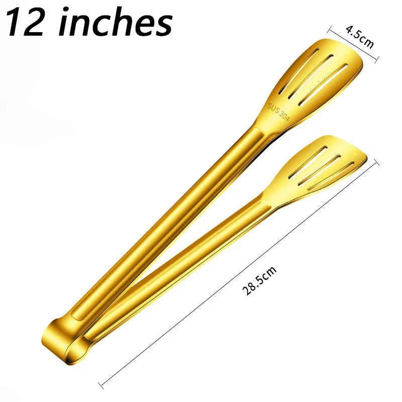 7/9/12inch Kitchen Tongs 304 Stainless Steel Grill Tongs for Cooking BBQ Non-Slip Salad Tongs Clips Tong Kitchen Accessories
