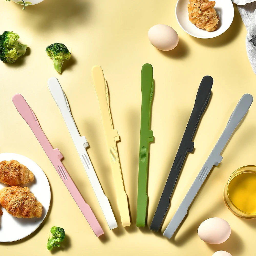 1Pc Silicone Grill Tongs Non-Stick Food Bread Clip Heat Resistant BBQ Salad Cooking Serving Clamp Steak Pasta Clip For Kitchen