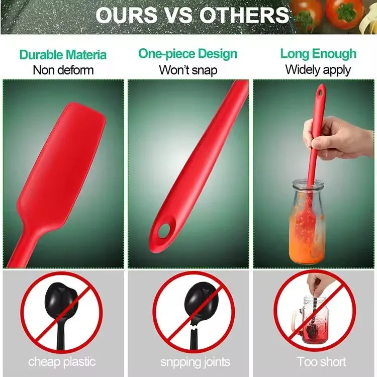 Long Handle Silicone Spatula for Kitchen, Jar Scraper Spatula, Non-Stick Rubber Scraper, Smoothies, Blenders Cooking Baking